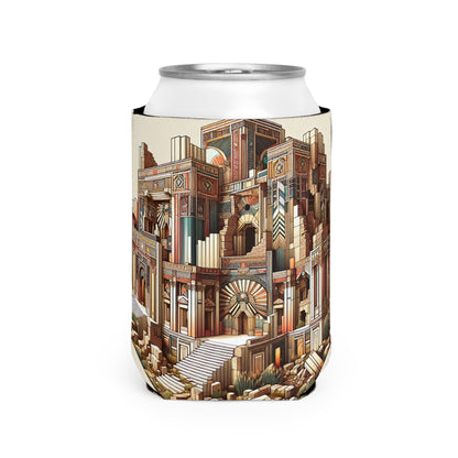 "Deco Ruins: Geometric Art in an Ancient Setting" - The Alien Can Cooler Sleeve Art Deco Style
