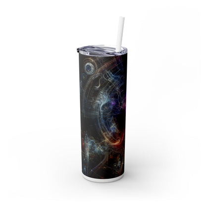 "Nature's Neon Metropolis: A Surreal Fusion of Technology and Greenery" - The Alien Maars® Skinny Tumbler with Straw 20oz Digital Art