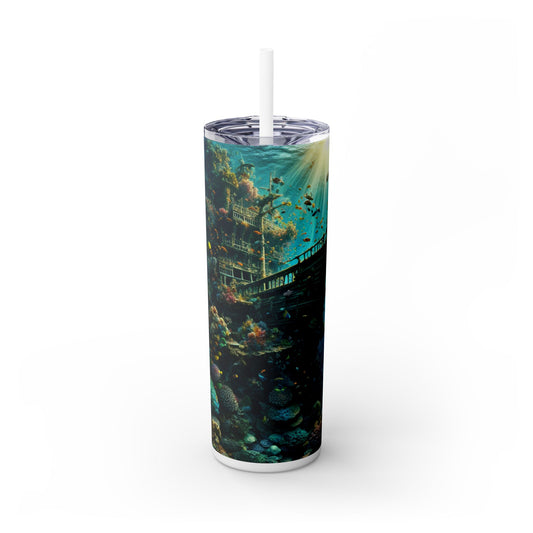 "Un mundo submarino caprichoso": vaso estrecho con pajita de 20 oz de Alien Maars®