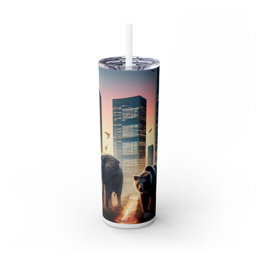 « Zoologie urbaine : un paysage urbain surréaliste » - Le verre fin Alien Maars® avec paille 20 oz