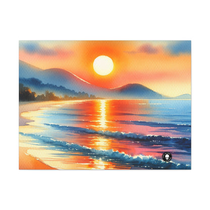 "Amanecer en la playa" - La pintura de acuarela de Alien Canva