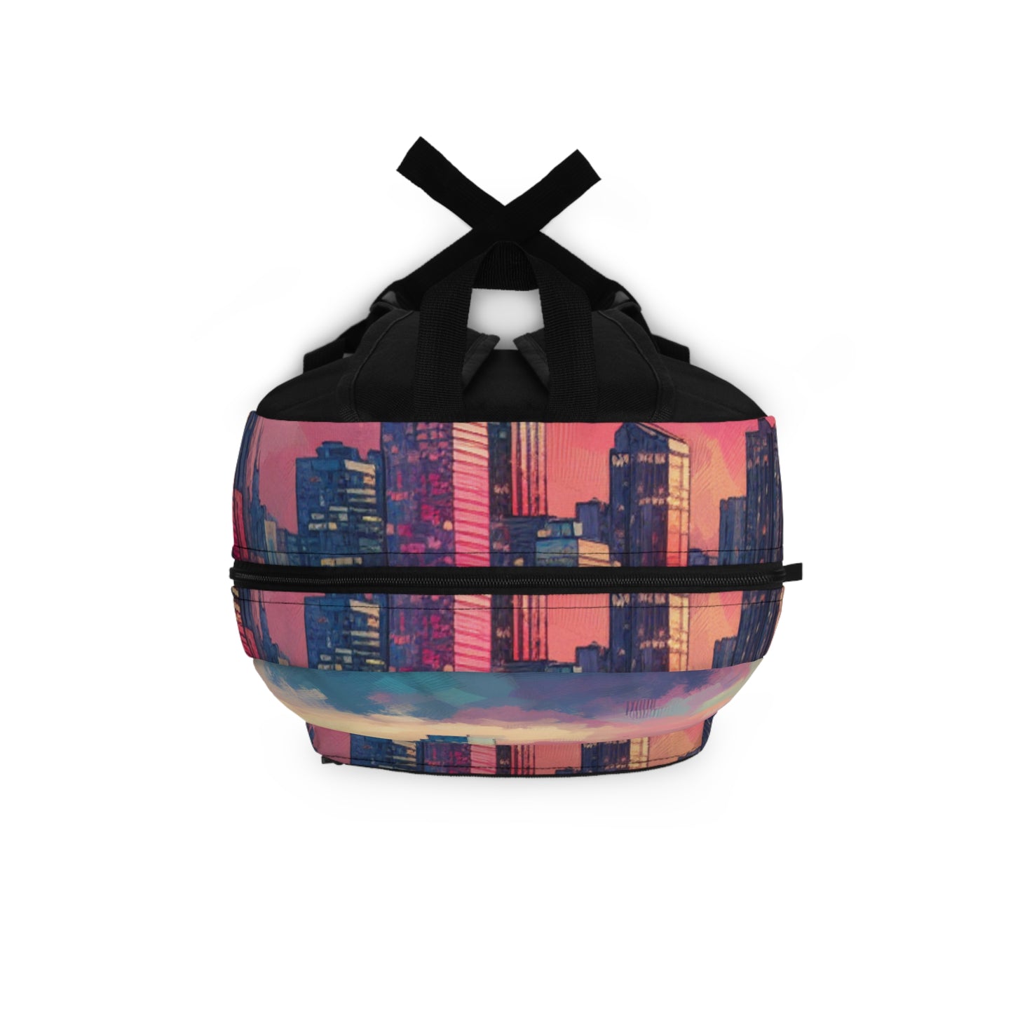 "Reflejos oscuros: horizonte de la ciudad al atardecer" - La mochila alienígena