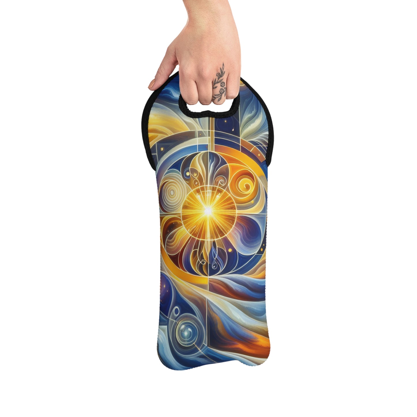 "Divinité ascendante : un éveil spirituel dans une géométrie vibrante" - The Alien Wine Tote Bag Style d'art religieux