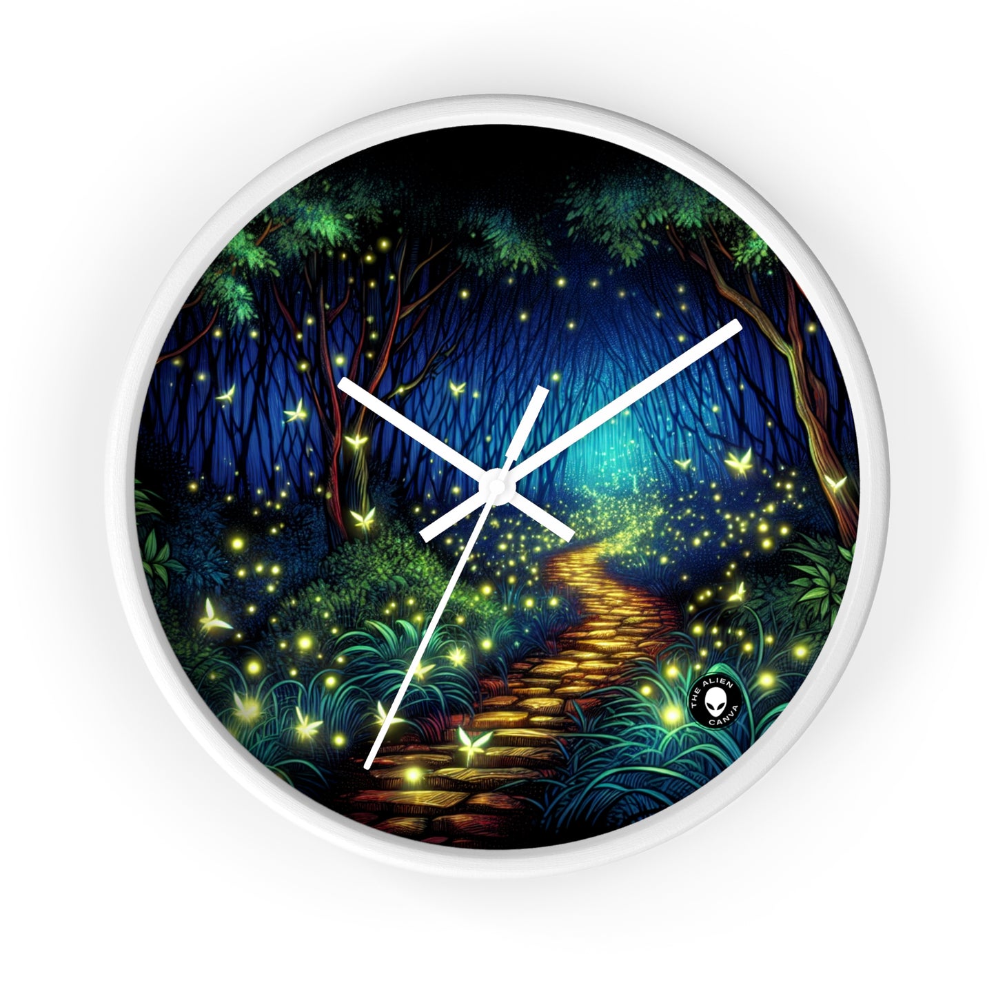 « Forêt enchantée : lueur nocturne » – L'horloge murale extraterrestre