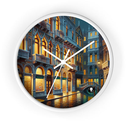 "Venetian Night: A Luminous Street Scene" - The Alien Wall Clock Venetian School