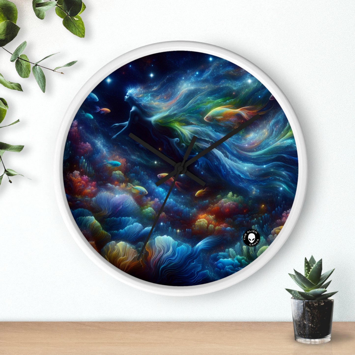 "Enchantment Under the Stars: A Mystical Underwater Journey" - The Alien Wall Clock