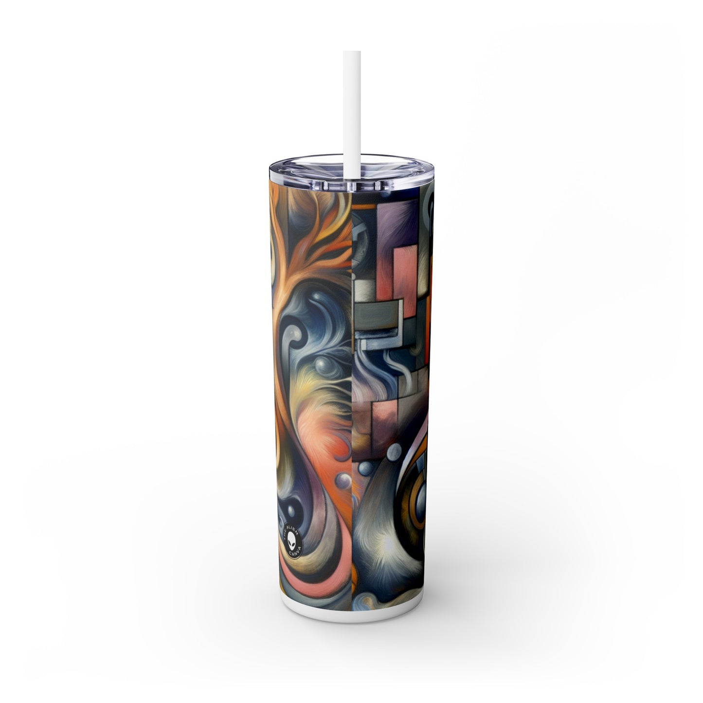 "Everyday Enchantment: A Surreal World in Motion" - The Alien Maars® Skinny Tumbler with Straw 20oz Surrealist Automatism