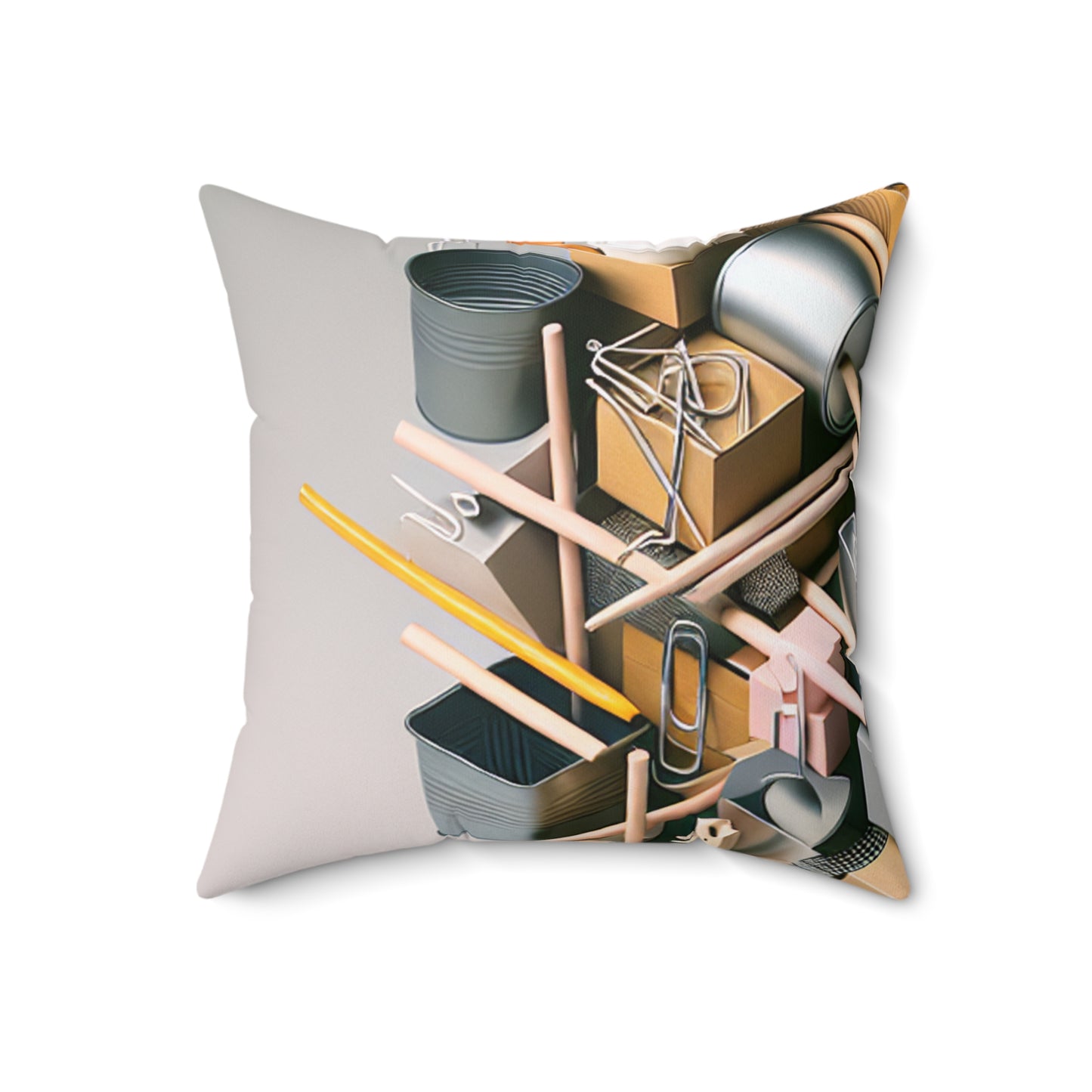 "Household Monochrome: Crafting a 3D Cubist Artwork" - The Alien Spun Polyester Square Pillow Cubism