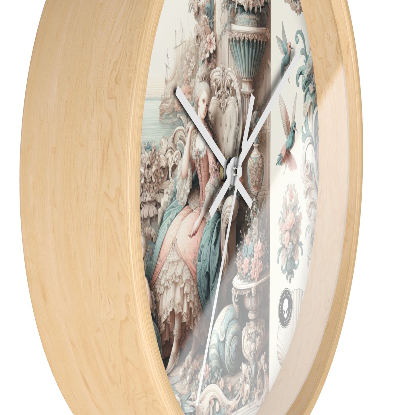 "Enchantement dans les jardins pastel : Rococo Fairy Princess" - L'horloge murale Alien Rococo