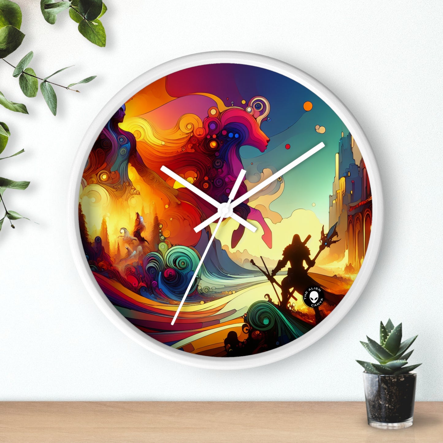 "Crossovers Clash: The Ultimate Battle of Dimensions" - The Alien Wall Clock Video Game Art