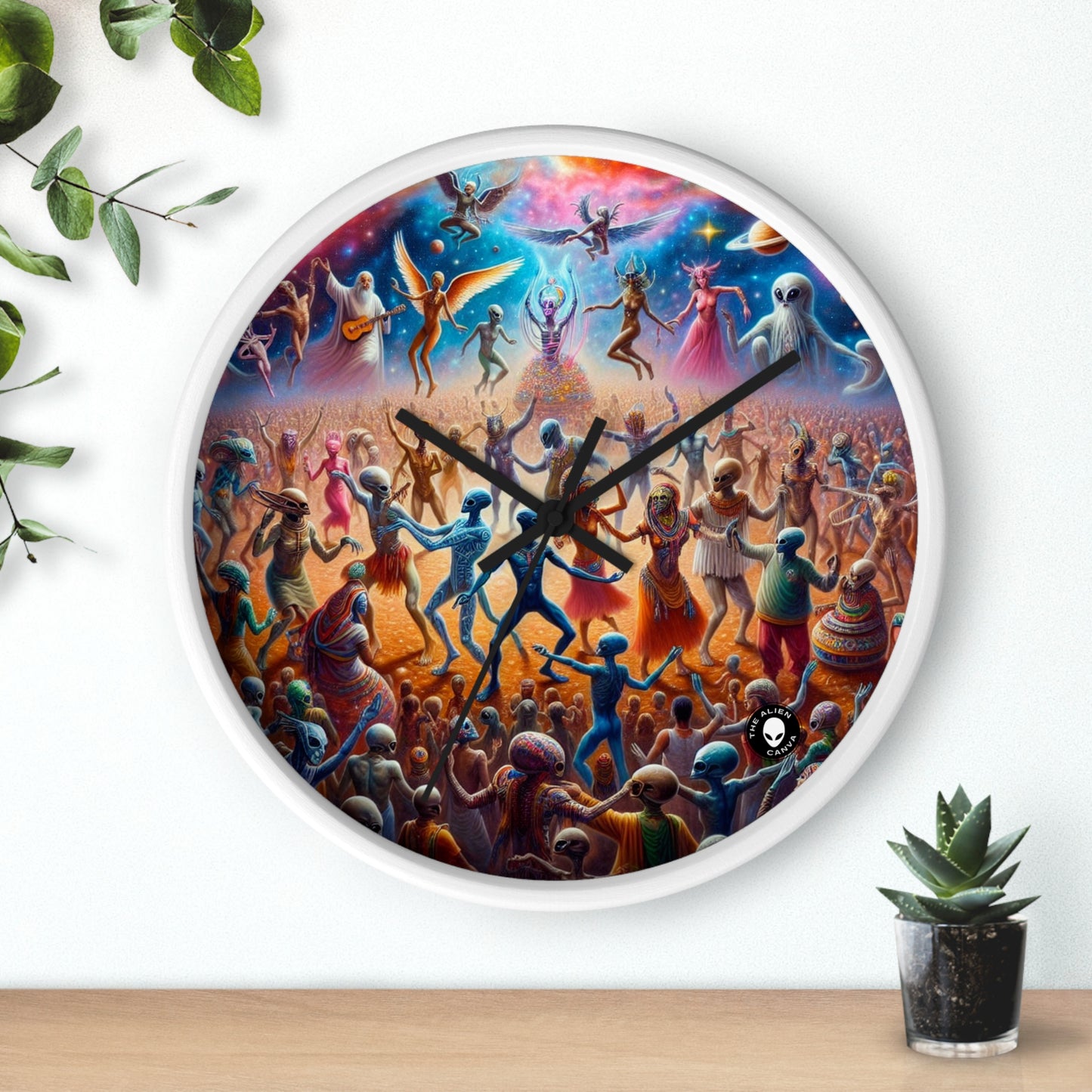 "Interstellar Rave: Embracing Cosmic Unity" - The Alien Wall Clock