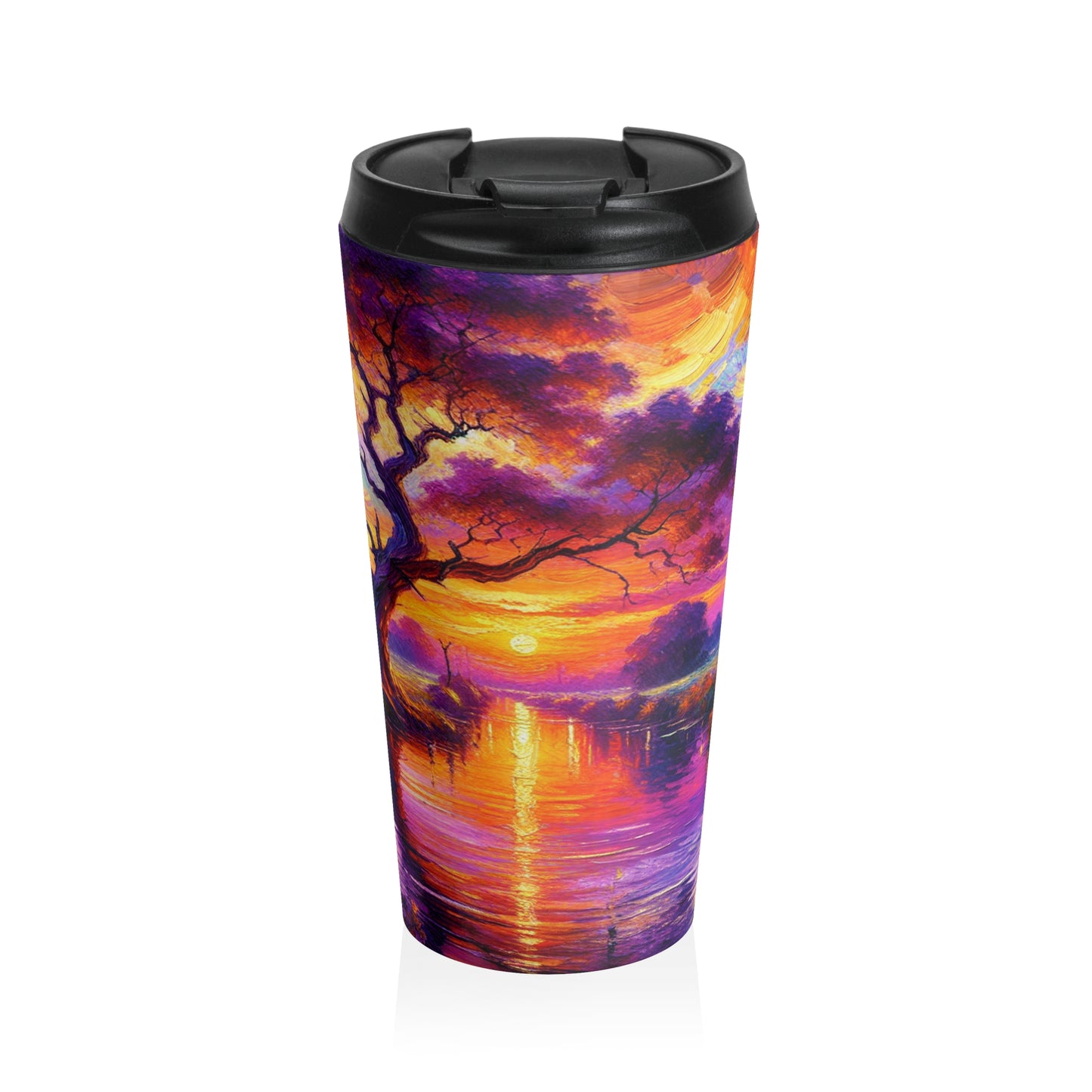 "Boulevards of Illumination: A Vibrant Post-Impressionist Cityscape" - The Alien Stainless Steel Travel Mug Post-Impressionism