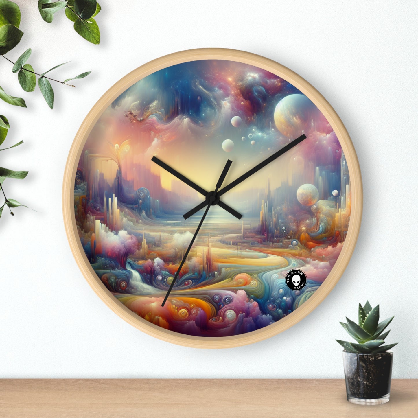 « Délices du paysage onirique : une peinture surréaliste » – L'horloge murale Alien