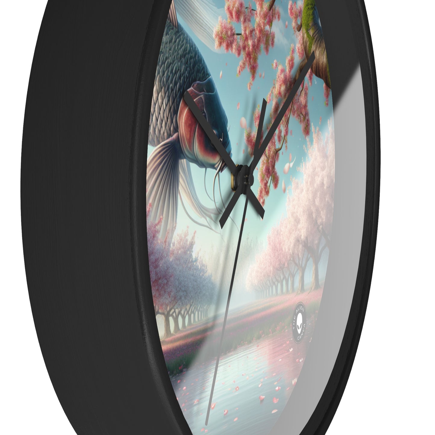 "Peces Koi en flores de cerezo: la belleza de la naturaleza" - El reloj de pared extraterrestre