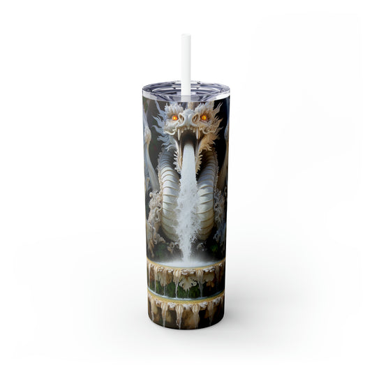 "Fiery Dragon Fountain: Heaven's Cascade" - Vaso delgado con pajita de Alien Maars® de 20 oz estilo rococó