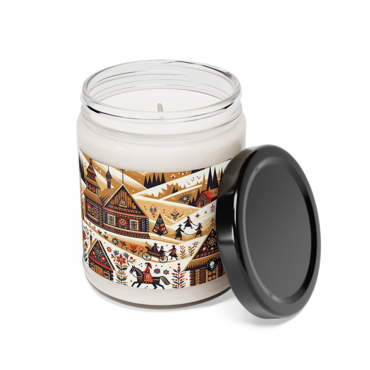 "Ukrainian Village Symphony: A Colorful Folk Art Reflection" - The Alien Scented Soy Candle 9oz Folk Art