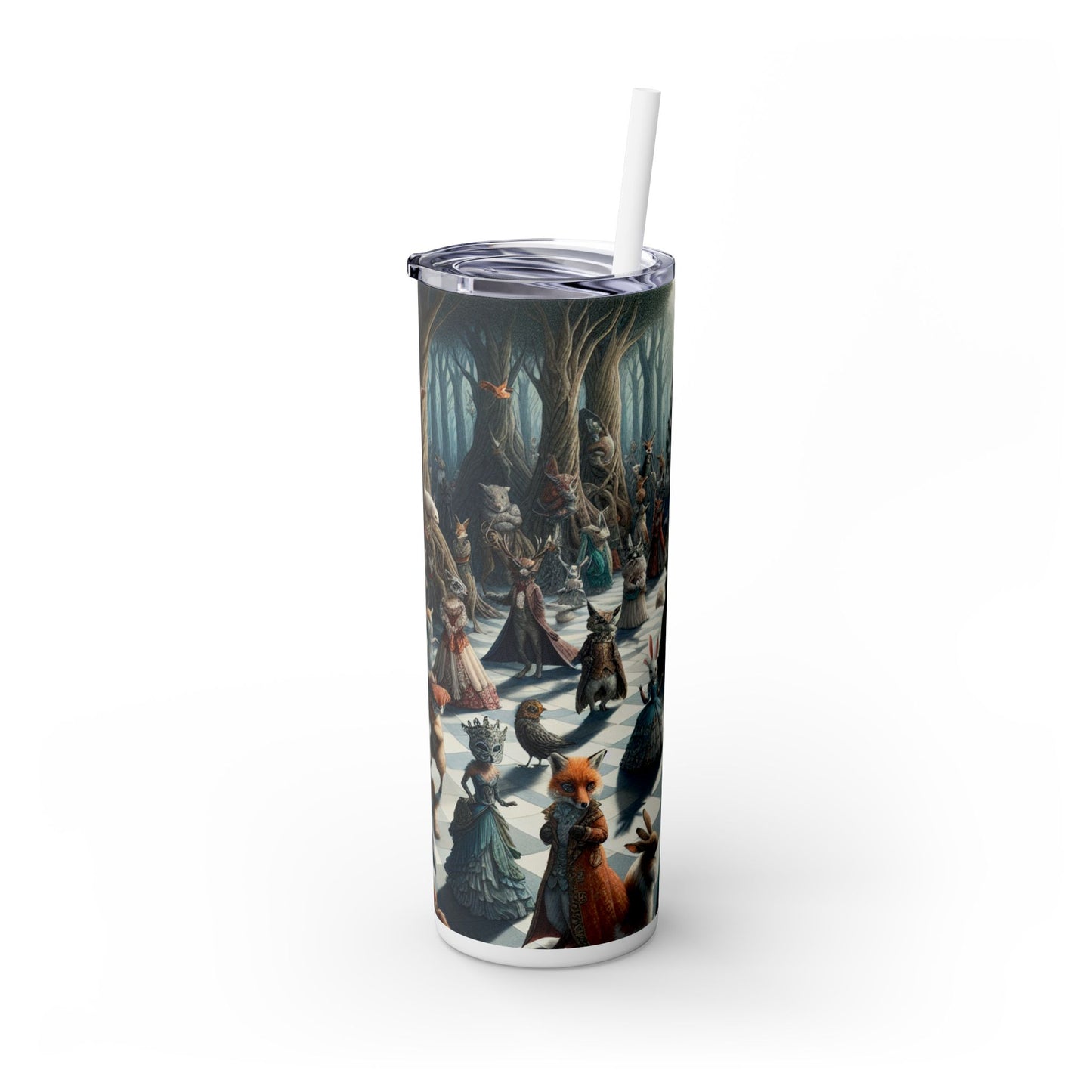 "Criaturas fantásticas: Mascarada encantada" - Vaso delgado con pajita de 20 oz de Alien Maars®