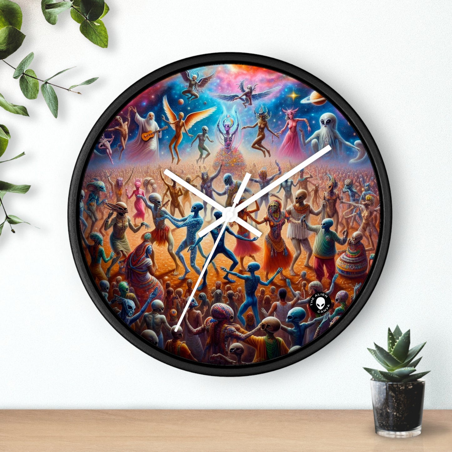 "Interstellar Rave: Embracing Cosmic Unity" - The Alien Wall Clock