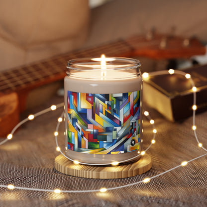 "City Pulse: A Vibrant Nighttime Geometric Journey" - The Alien Scented Soy Candle 9oz Hard-edge Painting