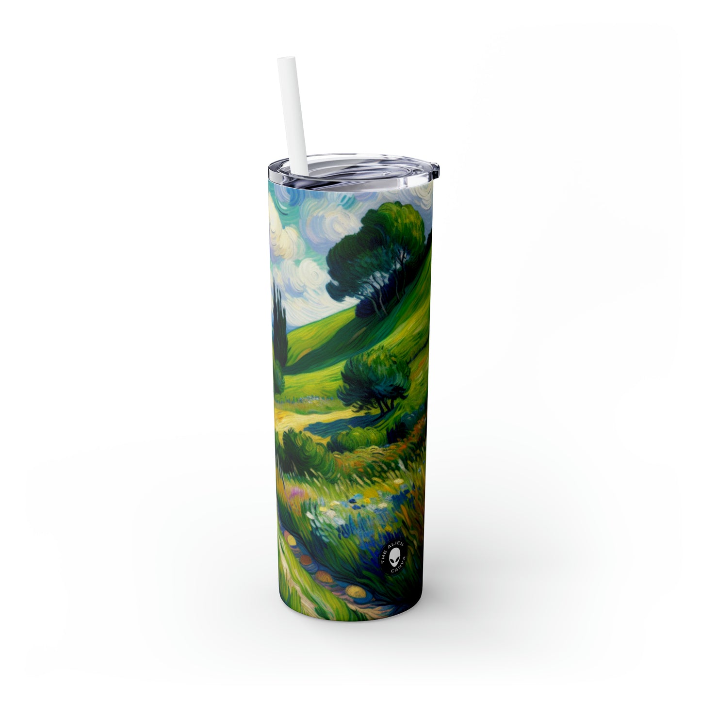 "Matin mystique : un voyage postimpressionniste vers une aube vibrante" - The Alien Maars® Skinny Tumbler with Straw 20oz Post-impressionnisme