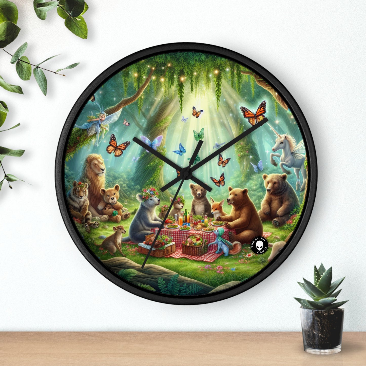 "Enchanted Forest Picnic" - The Alien Wall Clock