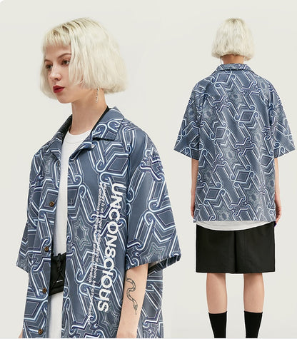 Hawaiian Digital Print Streetwear Shirt Men