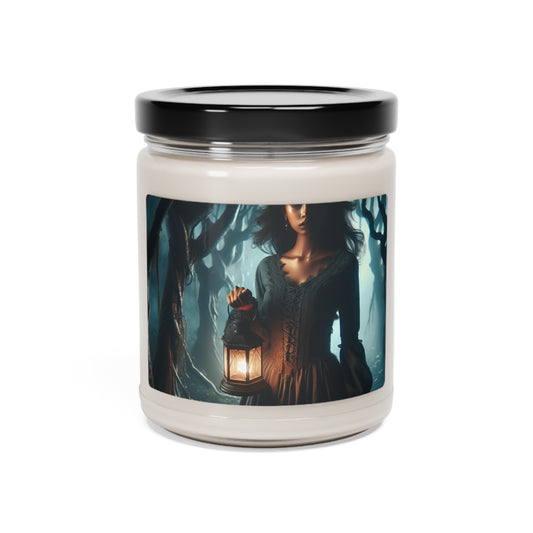 "Listo para la batalla en el bosque retorcido" - La vela de soja con aroma a extraterrestre, estilo de arte gótico de 9 oz