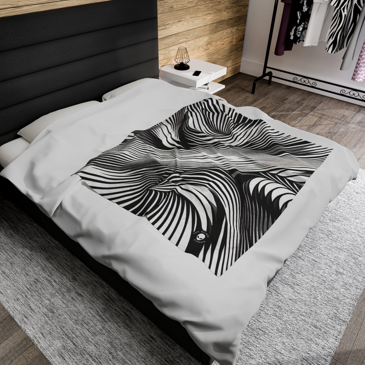 "Motion Embodied: Exploring Dynamic Illusion through Op Art" - The Alien Velveteen Plush Blanket Op Art