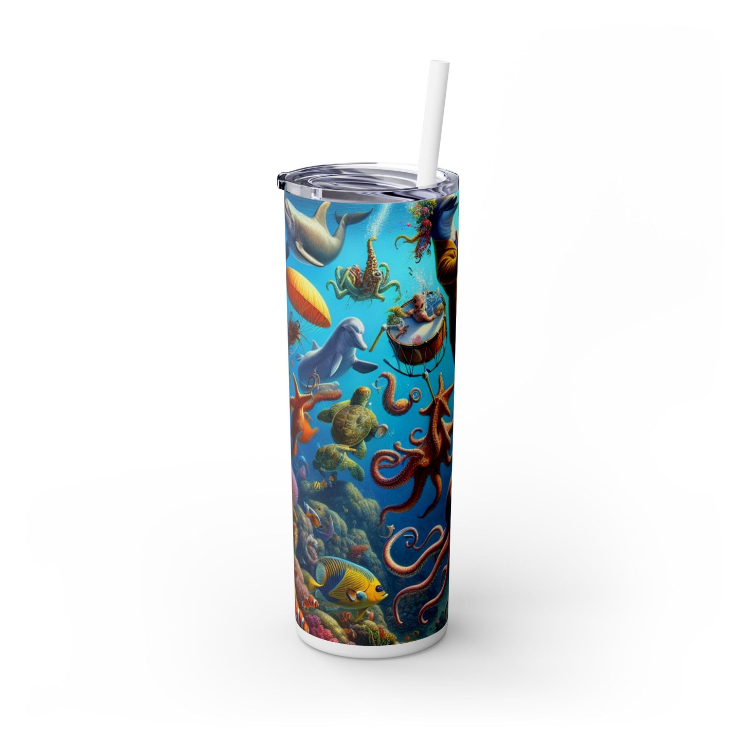 "Musical Reef Spectacle" - The Alien Maars® Skinny Tumbler with Straw 20oz