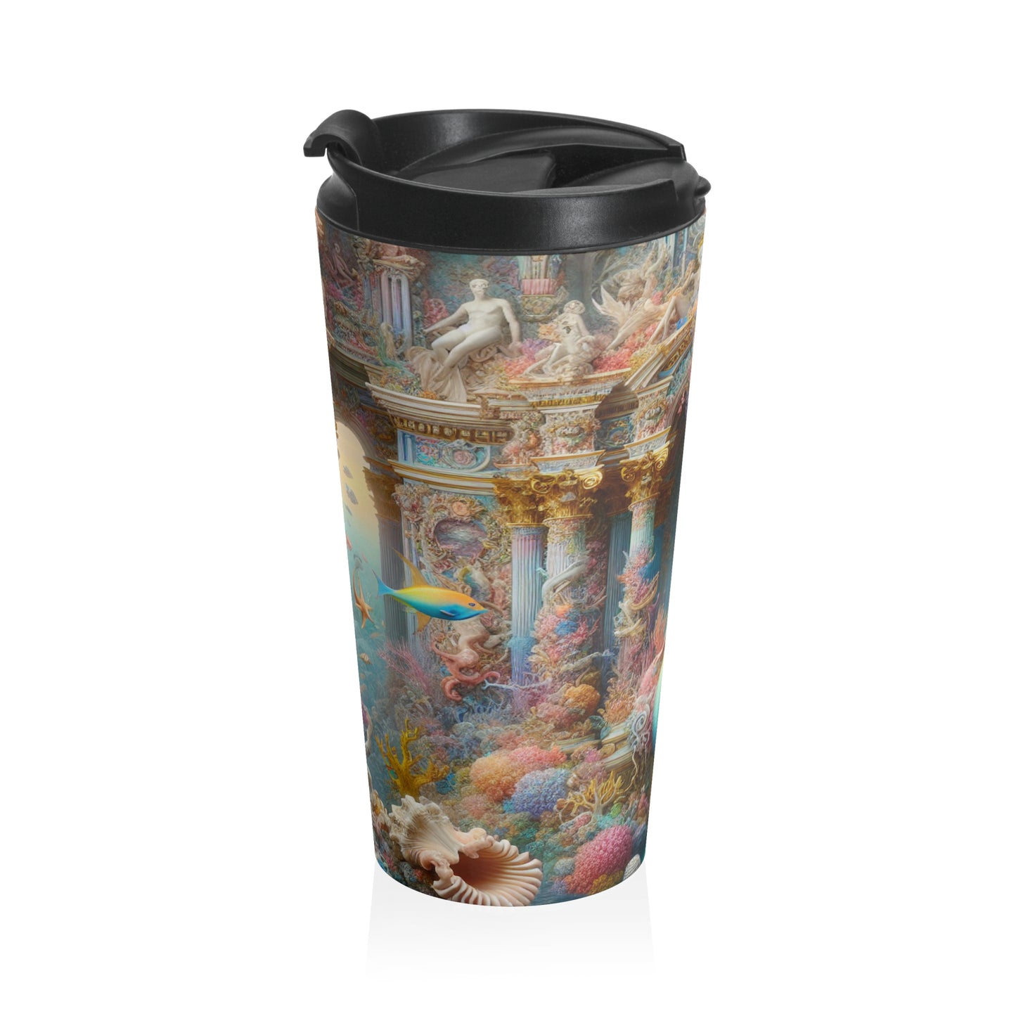 "Underwater Splendor: A Rococo Mermaid Palace" - The Alien Stainless Steel Travel Mug Rococo Style