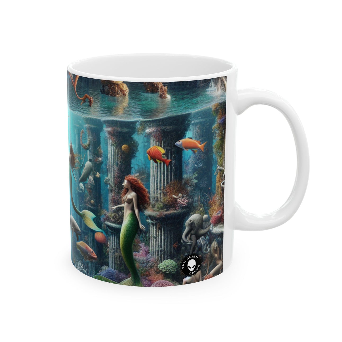 "Seascape Serenity: Un refugio submarino" - Taza de cerámica The Alien de 11 oz