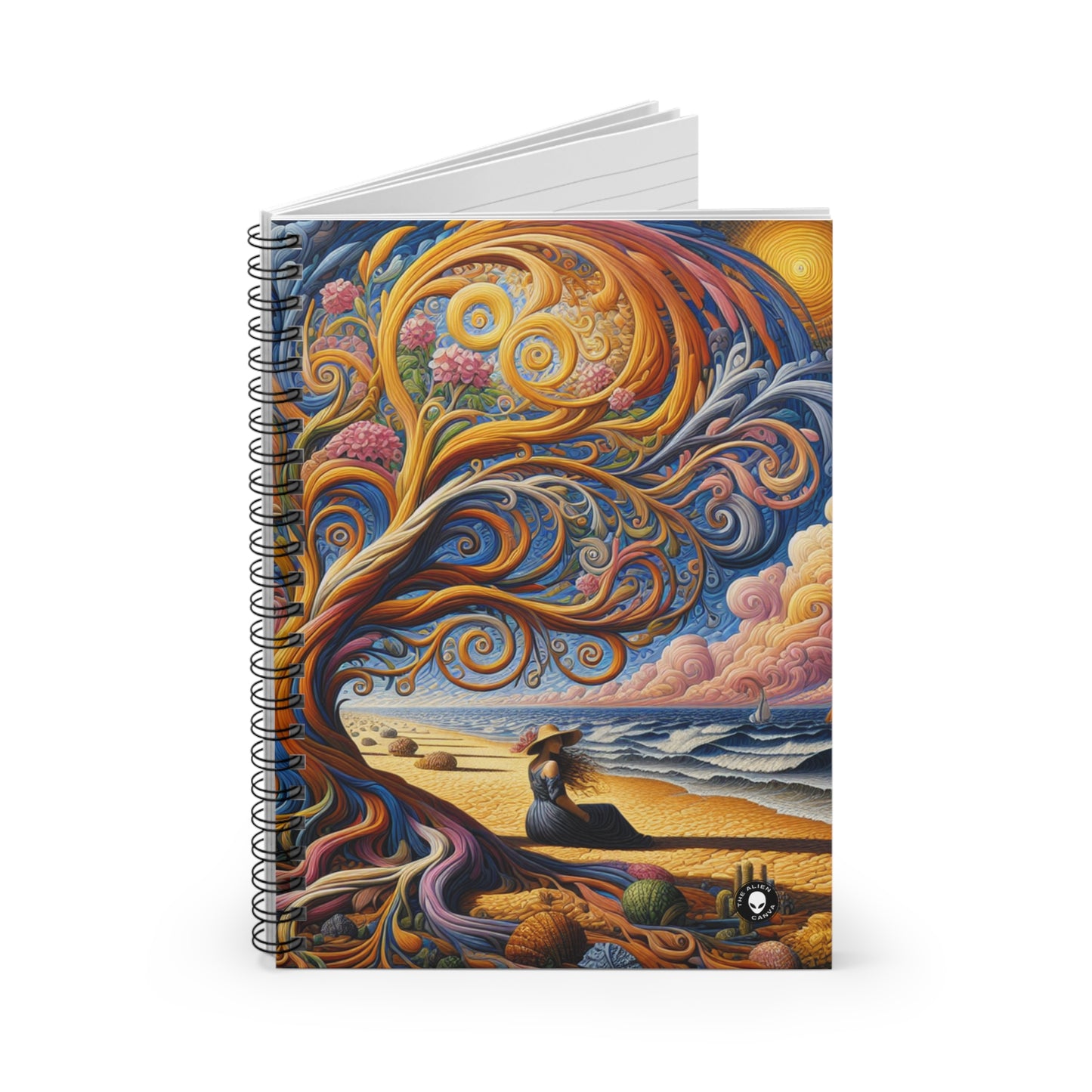 "Oasis Illusion: An Immersive Hyperrealistic Experience" - The Alien Spiral Notebook (Ruled Line) Hyperrealism