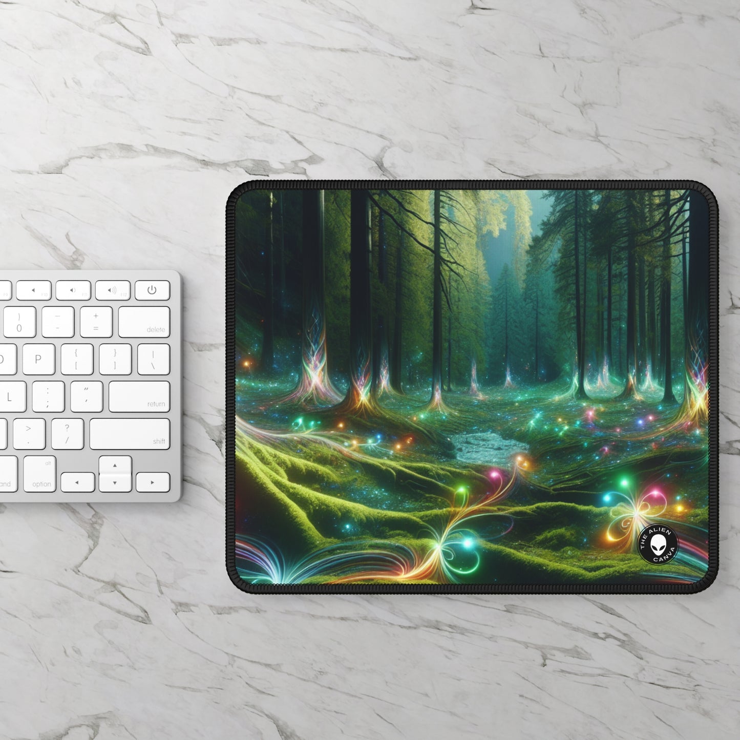 - Crystal-Enchanted Forest: A Tapestry of Light - The Alien Gaming Mouse Pad