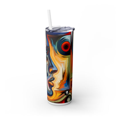 "Stormy Symphony: A Captivating Abstract Expressionist Painting" - The Alien Maars® Skinny Tumbler with Straw 20oz Expressionism