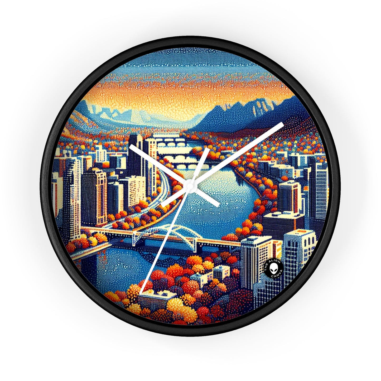 "Twilight Dotted Serenity" - The Alien Wall Clock Pointillism