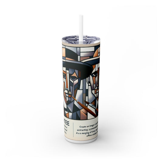 "Cubist Cityscape: Fragmented Views of Urban Energy" - The Alien Maars® Skinny Tumbler with Straw 20oz Cubism