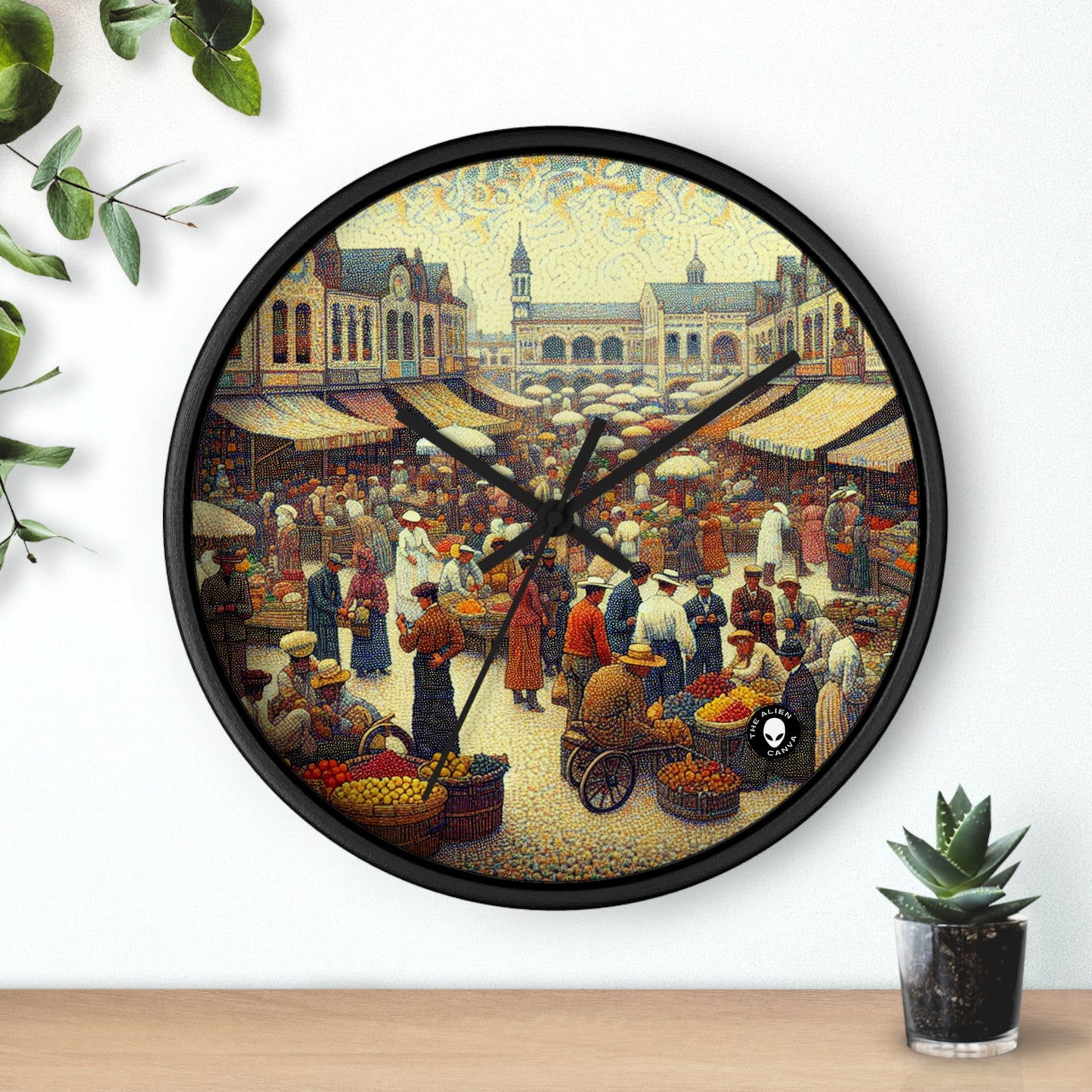 "Dots of Paradise: Capturing a Sunny Beachscape with Pointillism" - The Alien Wall Clock Pointillism