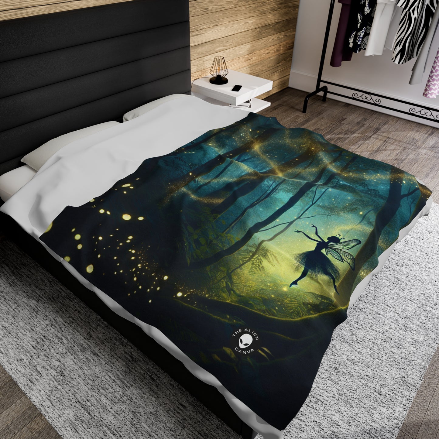 "Enchanted Forest: Firefly Dance" - The Alien Velveteen Plush Blanket