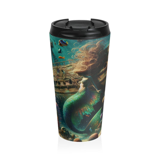 "El tesoro de la sirena: explorando el naufragio hundido" - Taza de viaje de acero inoxidable de The Alien