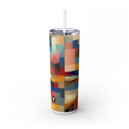 "Sunset Serenity: Soft Pastel Color Field Painting" - The Alien Maars® Skinny Tumbler with Straw 20oz Color Field Painting