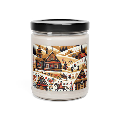 "Ukrainian Village Symphony: A Colorful Folk Art Reflection" - The Alien Scented Soy Candle 9oz Folk Art