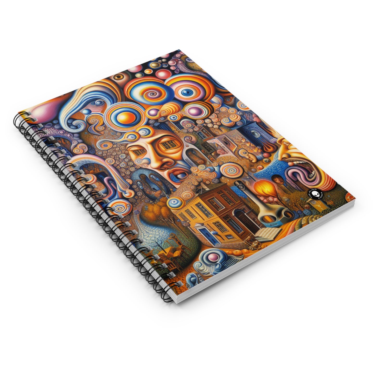 "Melted Time: A Whimsical Dance of Dreams" - The Alien Spiral Notebook (Ruled Line) Surrealism