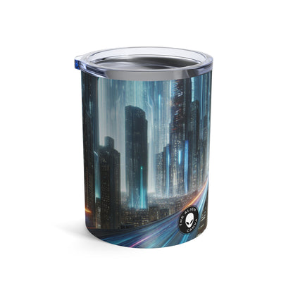 "Paisajes nocturnos de neón: una aventura urbana futurista" - Vaso Alien de 10 oz