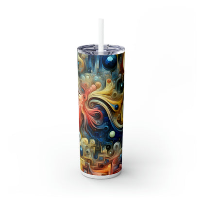 "The Timeless Garden: A Surreal Fusion of Nature and Time" - The Alien Maars® Skinny Tumbler with Straw 20oz Surrealism