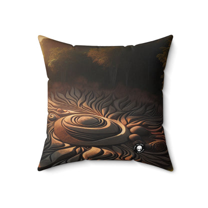 "Nature's Tapestry: Harmonious Geometric Art Installation"- The Alien Spun Polyester Square Pillow Land Art