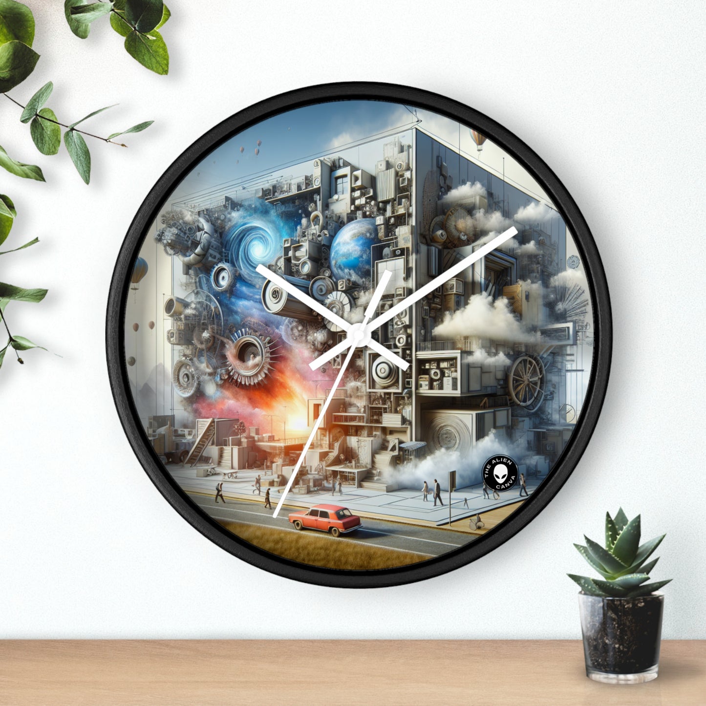 "Transformaciones simbólicas: realismo conceptual en objetos cotidianos" - El reloj de pared alienígena Realismo conceptual