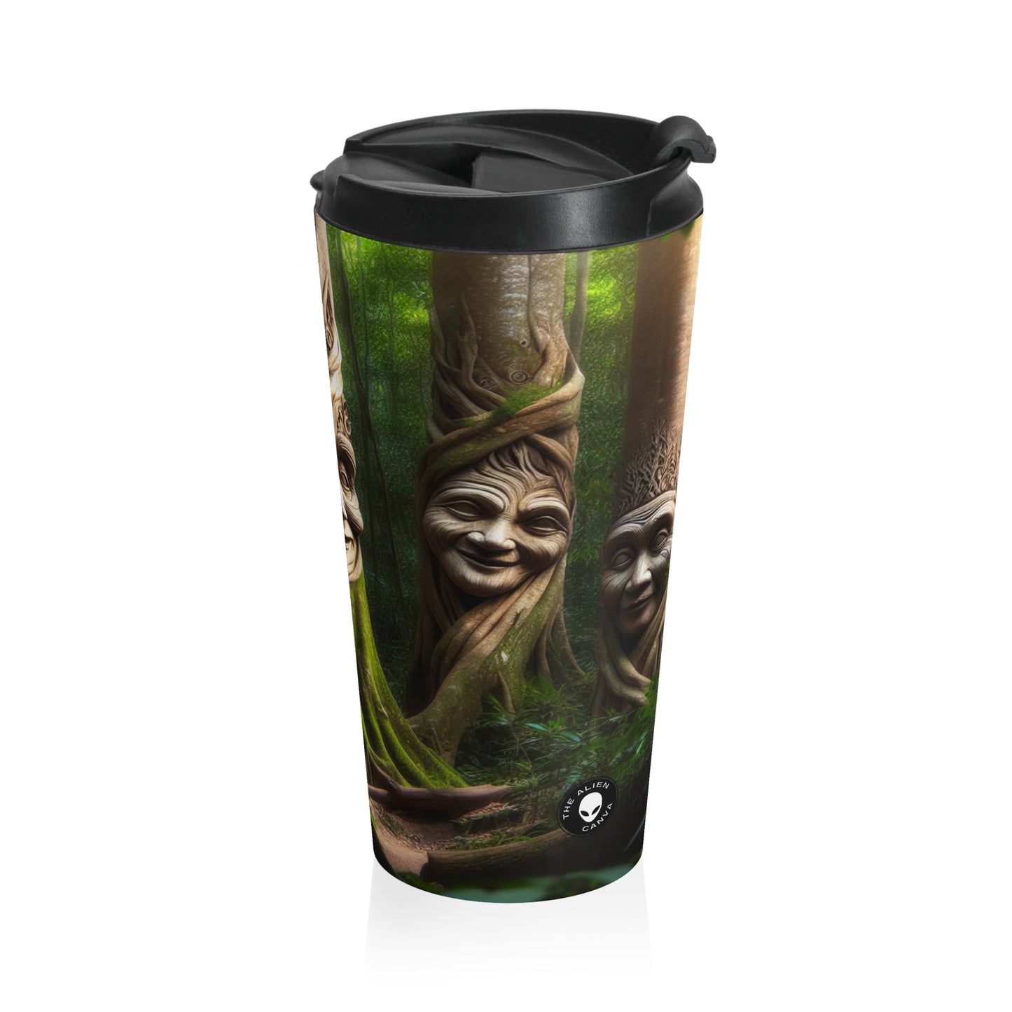 "El bosque parlanchín: conversaciones entre árboles" - Taza de viaje de acero inoxidable de The Alien