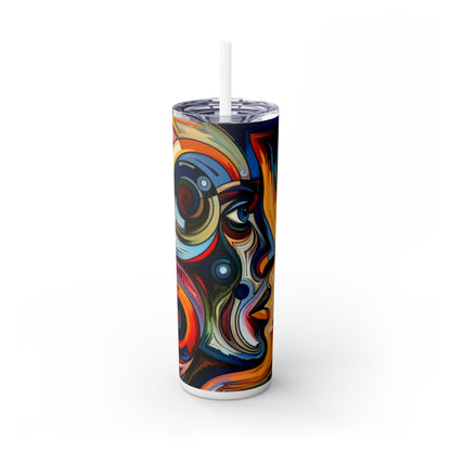 "Stormy Symphony: A Captivating Abstract Expressionist Painting" - The Alien Maars® Skinny Tumbler with Straw 20oz Expressionism