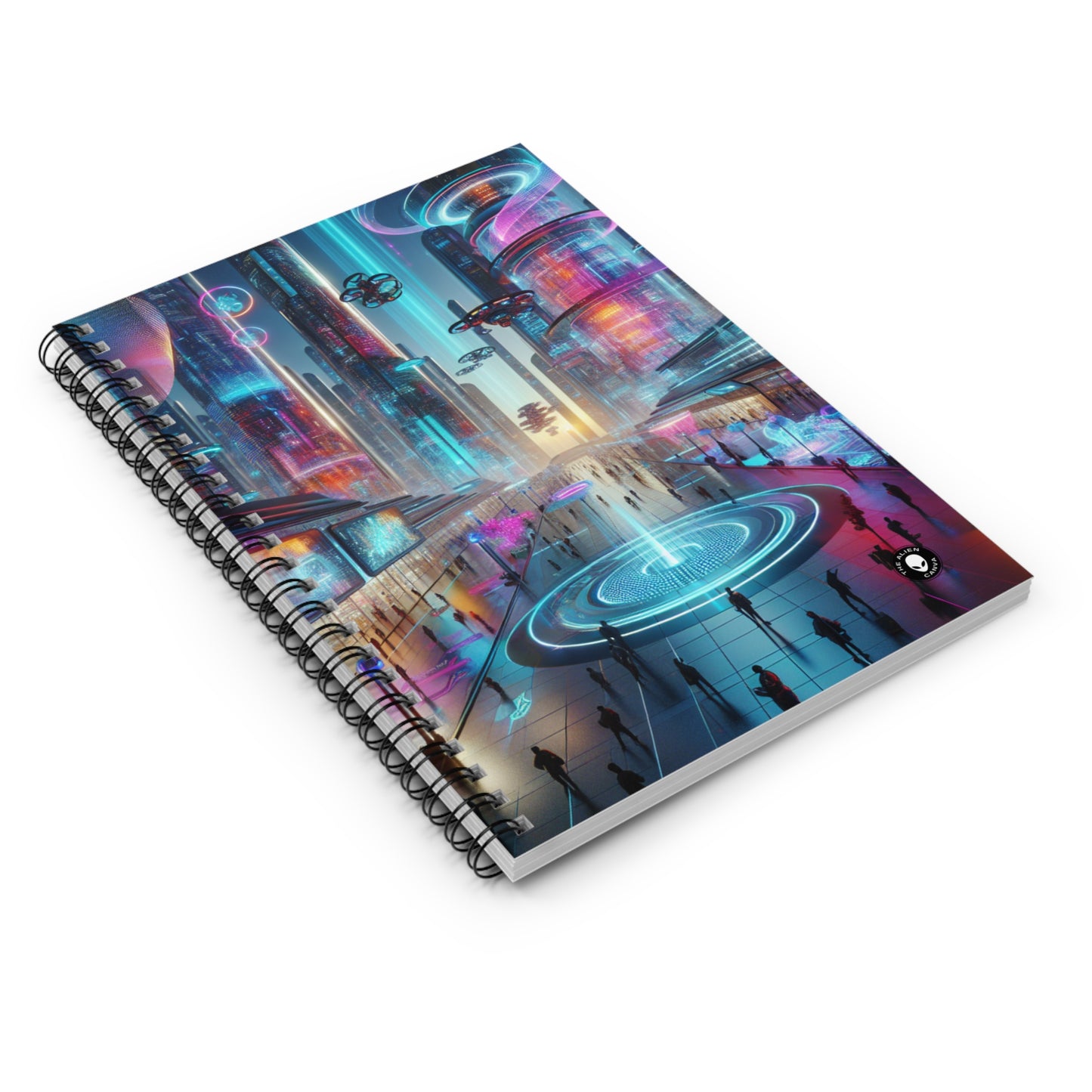 "Digital Evolution: A Technological Art Experience" - The Alien Spiral Notebook (Ruled Line) Electronic Art