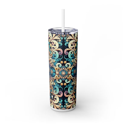 "Flight of Geometry: Algorithmic Art Inspired by Avian Movement" - The Alien Maars® Skinny Tumbler with Straw 20oz Algorithmic Art